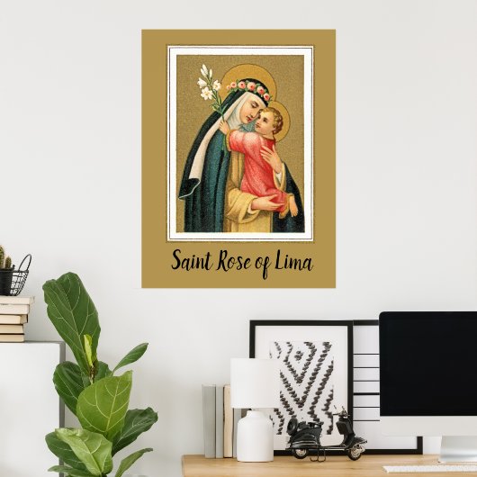 Sint-Roos Lima en het Christus Kind (M 023) Poster (Thuiskantoor)