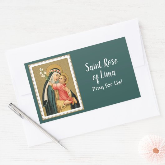 Sint-Roos Lima en het Christus Kind (M 023) Rechthoekige Sticker (Envelop)