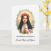 Sint Roos van Lima Feestdag Zegeningen Waterverf Kaart (Gele Bloem)