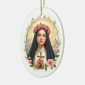 Sint-Roos van Lima Gods Vrede met Rozen Keramisch Ornament (Links)