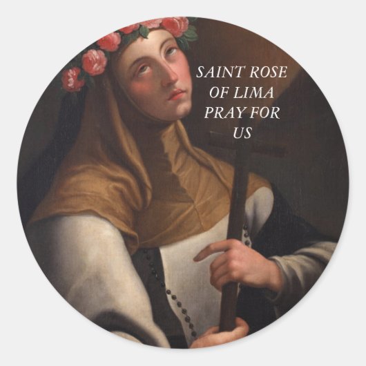 Sint-Roos van Lima Pray voor ons Ronde Sticker (Voorkant)