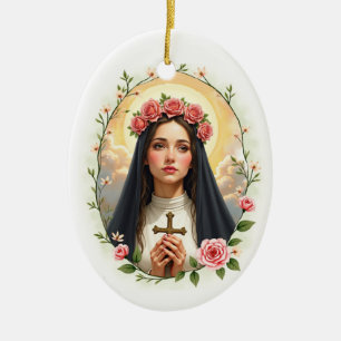Sint-Rosa van Lima Gods Vrede met Rozen Keramisch Ornament