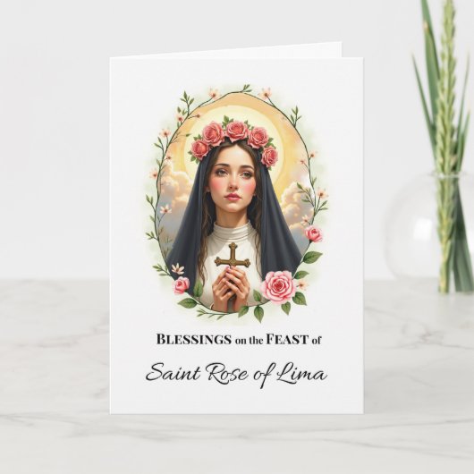 Sint-Rosa van Lima Vasten Blessings Watercolor Kaart (Voorkant)