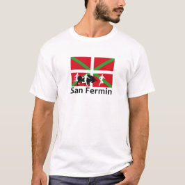 Sint-San Fermin-stier onder de vlag van Pamplona e T-shirt