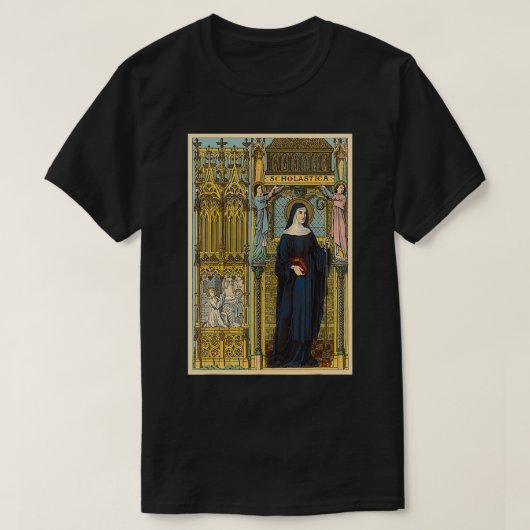 Sint-Scholastica Benedictus Katholieke heiligen Be T-shirt (Design voorkant)