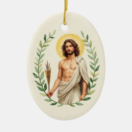 Sint Sebastiaan Gods Vrede en Zegen Schriftuur Keramisch Ornament