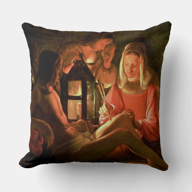 Sint Sebastian met de Heilige Vrouw (olie op blik) Kussen (Voorkant)