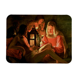 Sint Sebastian met de Heilige Vrouw (olie op blik) Magneet