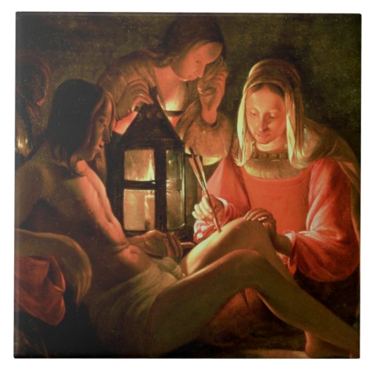 Sint Sebastian met de Heilige Vrouw (olie op blik) Tegeltje (Voorkant)