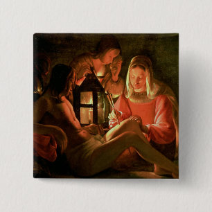 Sint Sebastian met de Heilige Vrouw (olie op blik) Vierkante Button 5,1 Cm