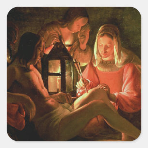 Sint Sebastian met de Heilige Vrouw (olie op blik) Vierkante Sticker