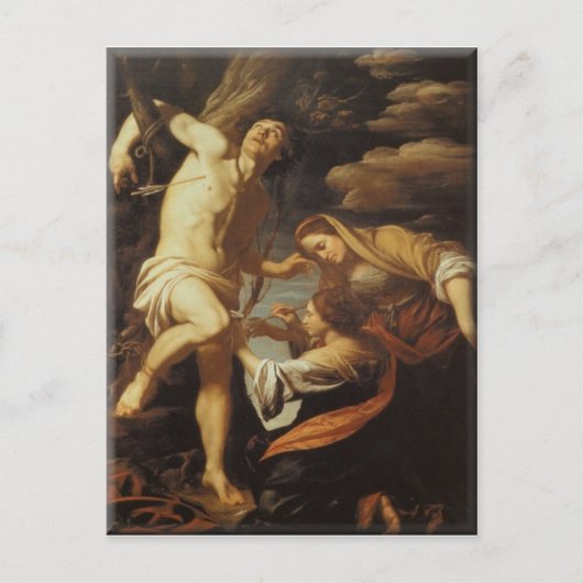 Sint-Sebatiaan, getand door de Heilige Vrouwen-Eug Briefkaart (Voorkant)