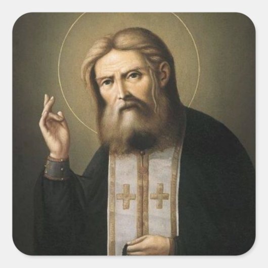 Sint-Seraphim van Sarov Vierkante Sticker (Voorkant)