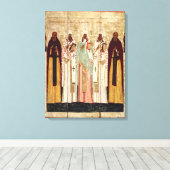 Sint-Sergius Radonesh met de heiligen van Canvas Afdruk (Insitu (Houten vloer))