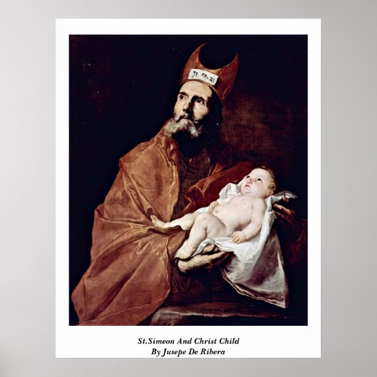 Sint-Simeon en Christus kind door Jusepe de Ribera Poster (Voorkant)