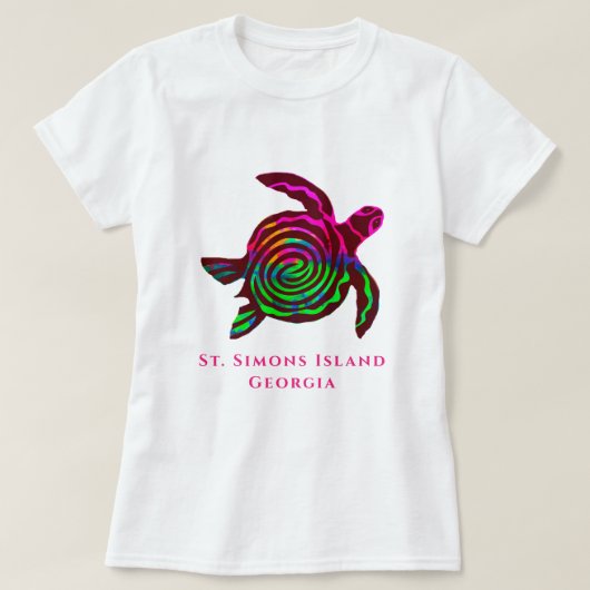 Sint-Simons-eiland voor de kleintschildpad van de  T-shirt (Design voorkant)