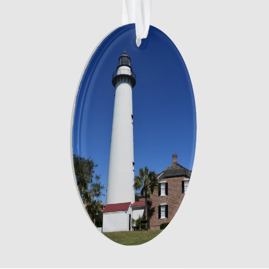 Sint-Simons-eilandvuurtoren op kerstmis Ornament (voorkant)