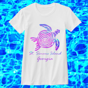 Sint Simons Island GA Vibrant Colors Zee Turtle T-shirt