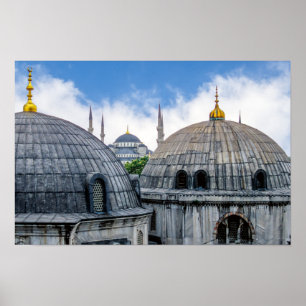 Sint-Sofiakathedraal en Blauwe Moskee - Istanbul Poster