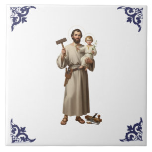 Sint St Jozef & Kind Jezus Religieus Tegeltje
