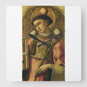 Sint-Stefanus de Eerste Martelaar Fijne Kunst Icon Vierkante Klok
