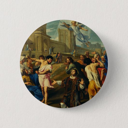 Sint-Stefanus de Eerste Martelaar Kunst Iconografi Ronde Button 5,7 Cm (Voorkant)