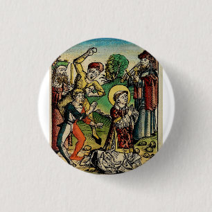 Sint-Stefanus de Protomartelaar Fijne Kunst Iconog Ronde Button 3,2 Cm