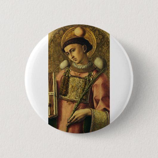 Sint-Stefanus de Protomartelaar Fijne Kunst Iconog Ronde Button 5,7 Cm (Voorkant)