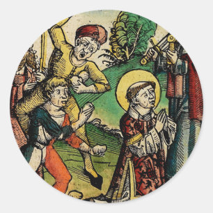 Sint-Stefanus de Protomartelaar Fijne Kunst Iconog Ronde Sticker