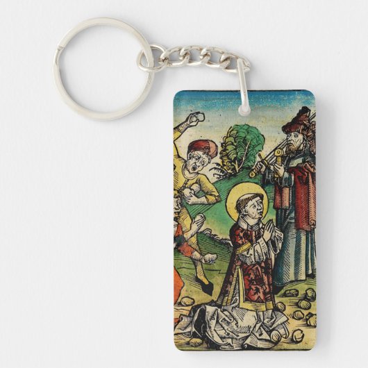 Sint-Stefanus de Protomartelaar Fijne Kunst Iconog Sleutelhanger (Voorkant)