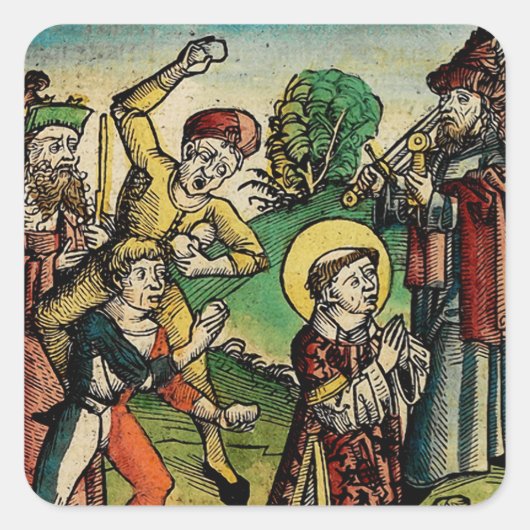 Sint-Stefanus de Protomartelaar Fijne Kunst Iconog Vierkante Sticker (Voorkant)