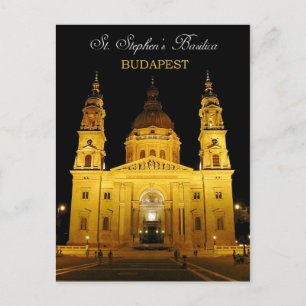 Sint Stephen's Basilica 's nachts, Boedapest, Hong Briefkaart