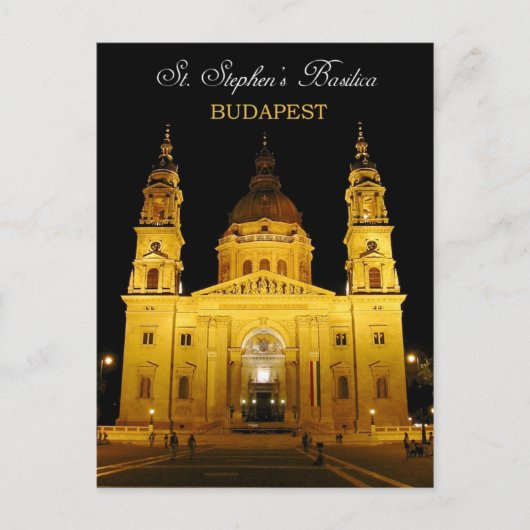 Sint Stephen's Basilica 's nachts, Boedapest, Hong Briefkaart (Voorkant)