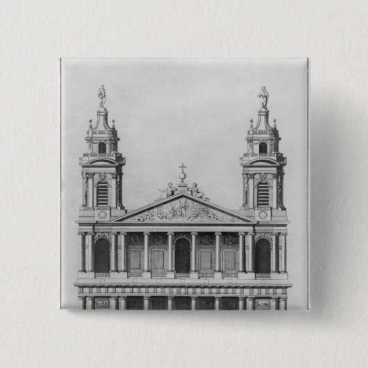 Sint-Sulpice-kerk Vierkante Button 5,1 Cm (Voorkant)