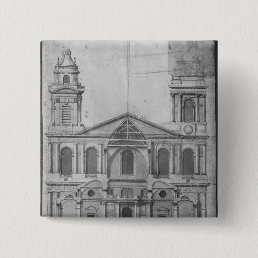Sint-Sulpice-kerk Vierkante Button 5,1 Cm (Voorkant)