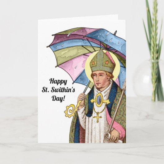 Sint Swithun met zijn paraplu-wens Kaart (Voorkant)