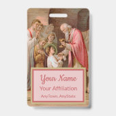 Sint Tarcisius die de Eucharist ontvangt (BL 02) Badge (Achterkant)