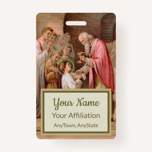 Sint Tarcisius die de Eucharist ontvangt (BL 02) Badge (Voorkant)