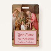 Sint Tarcisius die de Eucharist ontvangt (BL 02) Badge (Achterkant)