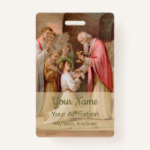 Sint Tarcisius die de Eucharist ontvangt (BL 02) Badge (Achterkant)