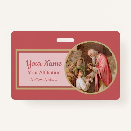 Sint Tarcisius die de Eucharist ontvangt (BL 02) Badge (Voorkant)