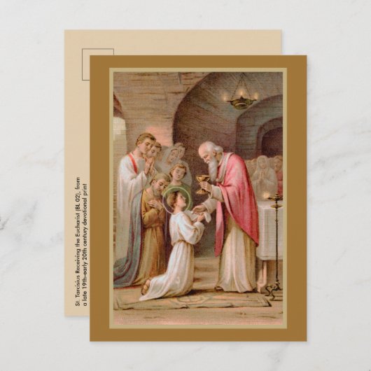 Sint Tarcisius die de Eucharist ontvangt (BL 02) Briefkaart (Voorkant / Achterkant)