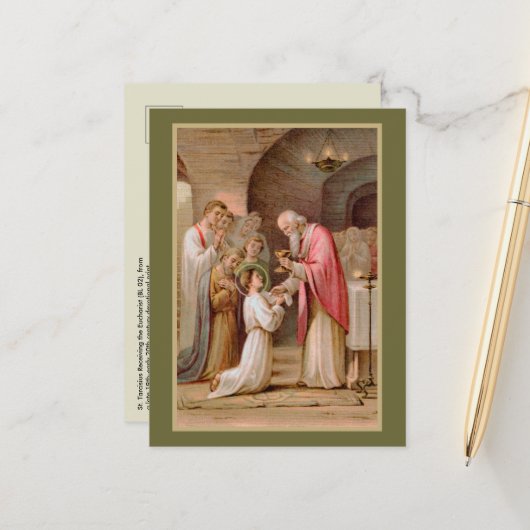 Sint Tarcisius die de Eucharist ontvangt (BL 02) Briefkaart (Voorkant / Achterkant in situ)