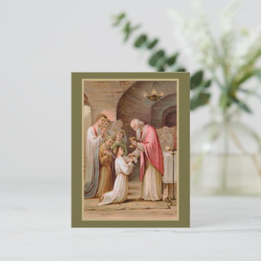 Sint Tarcisius die de Eucharist ontvangt (BL 02) Briefkaart (Staand voorkant)