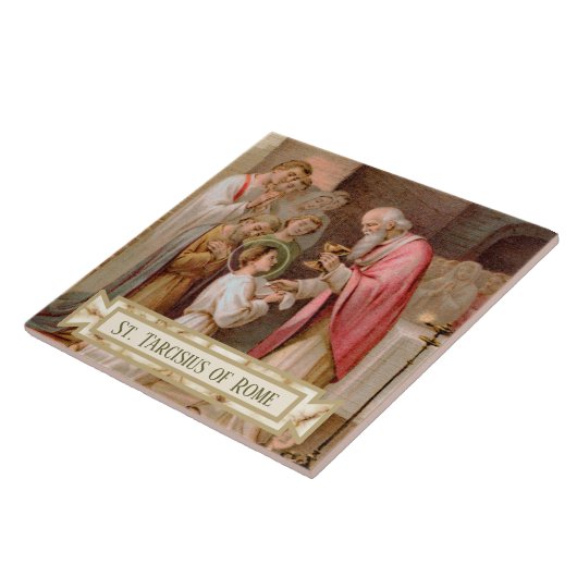 Sint Tarcisius die de Eucharist ontvangt (BL 02) Tegeltje (Zijkant)