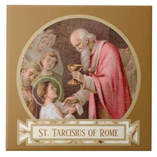 Sint Tarcisius die de Eucharist ontvangt (BL 02) Tegeltje (Voorkant)