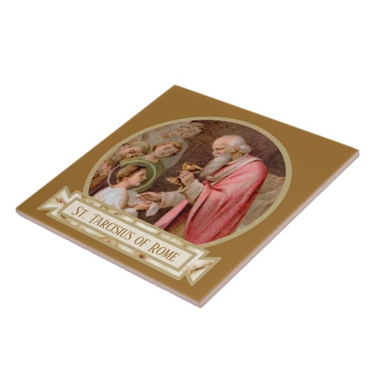 Sint Tarcisius die de Eucharist ontvangt (BL 02) Tegeltje (Zijkant)