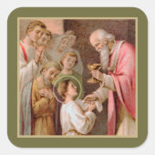 Sint Tarcisius die de Eucharist ontvangt (BL 02) Vierkante Sticker (Voorkant)