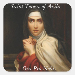 Sint Teresa van Avila Carmelite Nun Ora Pro Nobis Vierkante Sticker