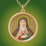 Sint-Teresa van Avila (SNV 27) Ronde Goud Vergulden Ketting<br><div class="desc">Afbeelding Bron: Antiek afbeelding van St. Teresa van Avila van een eind negentiende eeuw durende chromoxylografische ontwerptekst,  gepubliceerd door St. Norbertus Verlag,  Wenen,  Oostenrijk,  in het collectie van de ontwerper van religieuze ephemera.   Feast: 15 oktober</div>
